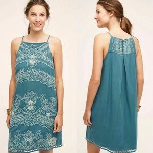 Anthro Broderie Lace Swing Dress embroidered